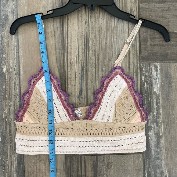 Free People Intimately Weekend Soft Pink Combo Crochet Bralette Top size Small - Picture 9 of 9